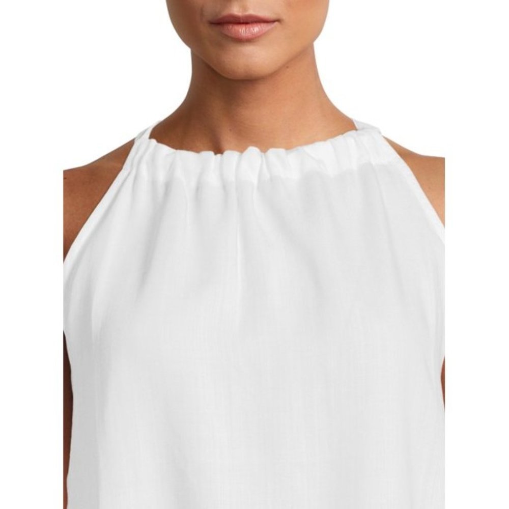 Time and Tru Women's White Halter Top with Tie Back
